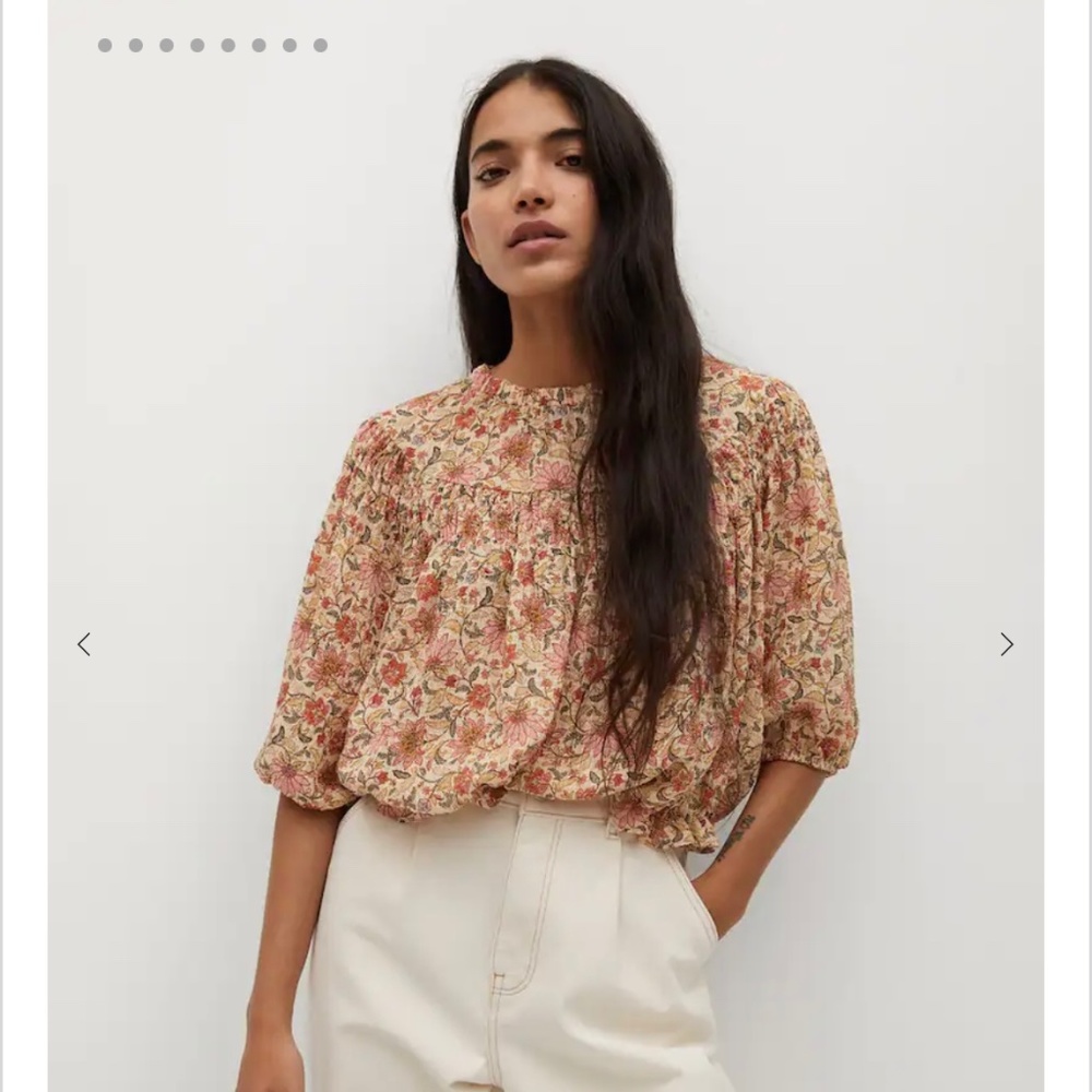 NWT Mango Textured Printed Blouse